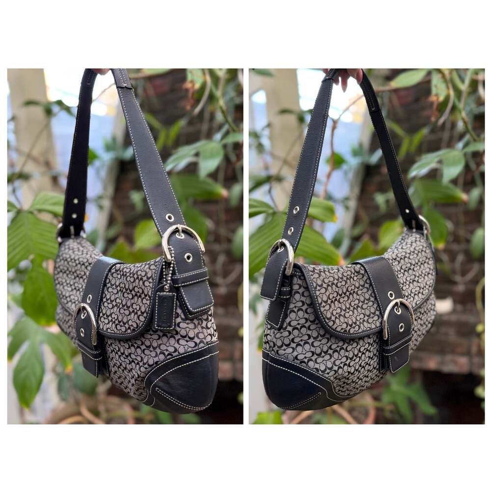 Vintage Coach Soho Signature Buckle Shoulder Bag Black Grey 6808 Y2K - Picture 14 of 14